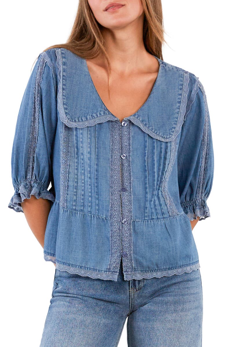 Billy T Enjoy the Moment Denim Button-Up Shirt, Alternate, color, Denim