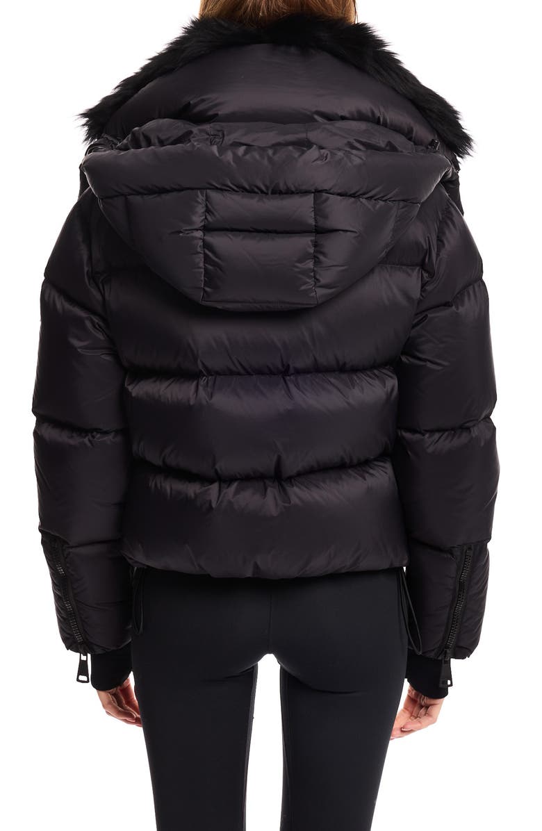 SAM. Kaia Water Resistant Down Puffer Jacket with Removable Genuine Shearling Trim, Alternate, color, Black