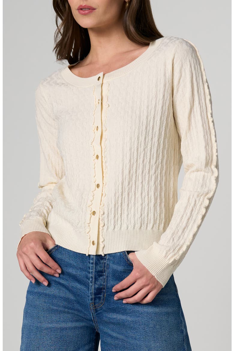 Textured Scoop Neck Cardigan, Main, color, CREAM