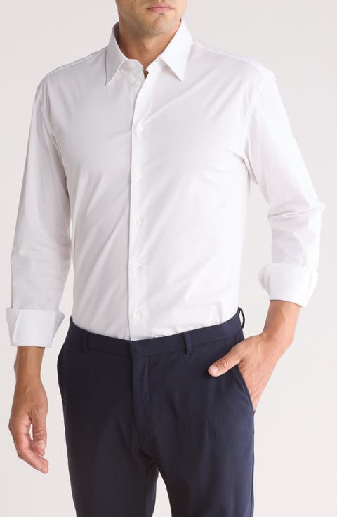 Solid Stretch Cotton Twill Dress Shirt