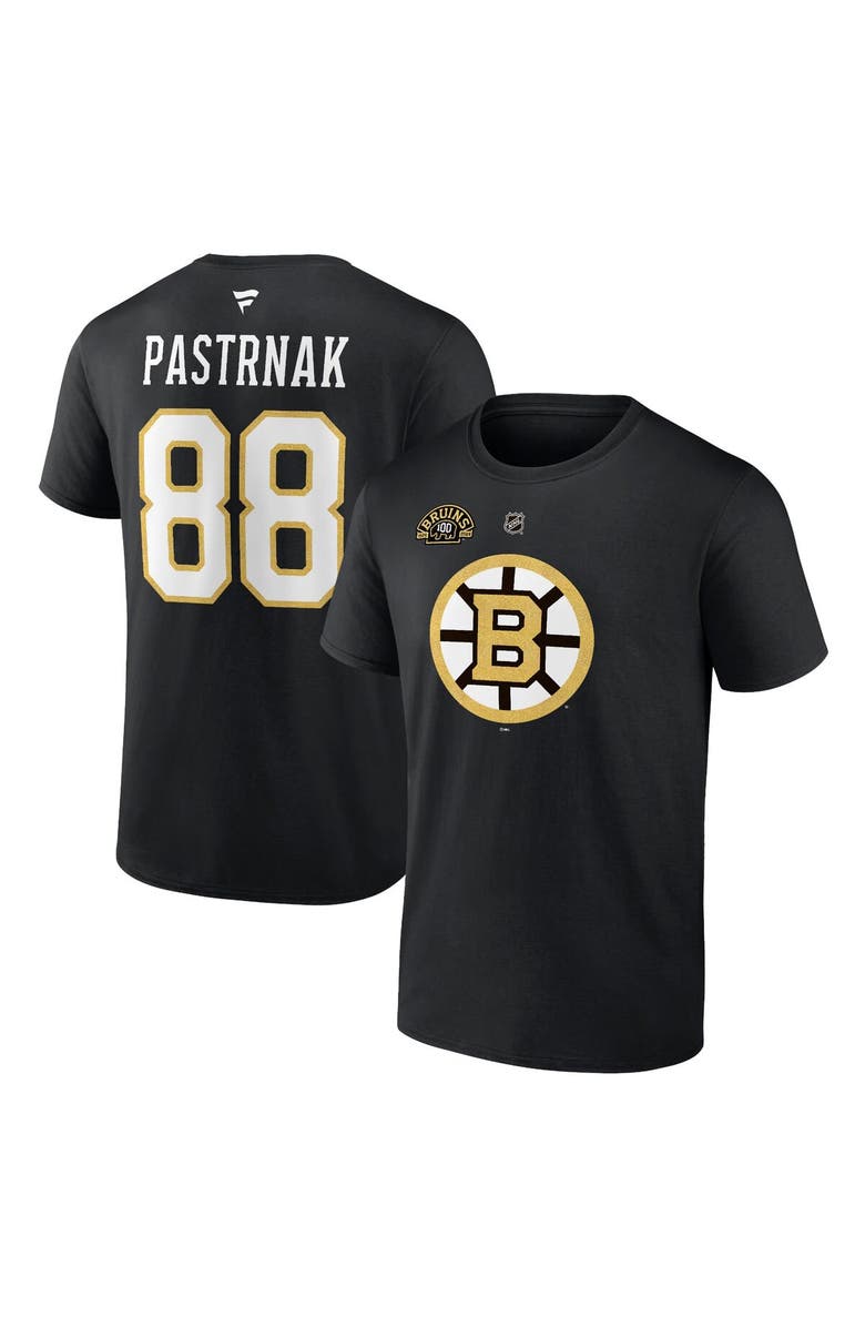 FANATICS Men's Fanatics Branded David Pastrnak Black Boston Bruins Authentic Stack Name & Number T-Shirt, Main, color, Black