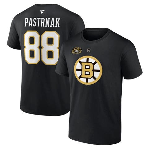 Men's Fanatics Branded David Pastrnak Black Boston Bruins Authentic Stack Name & Number T-Shirt
