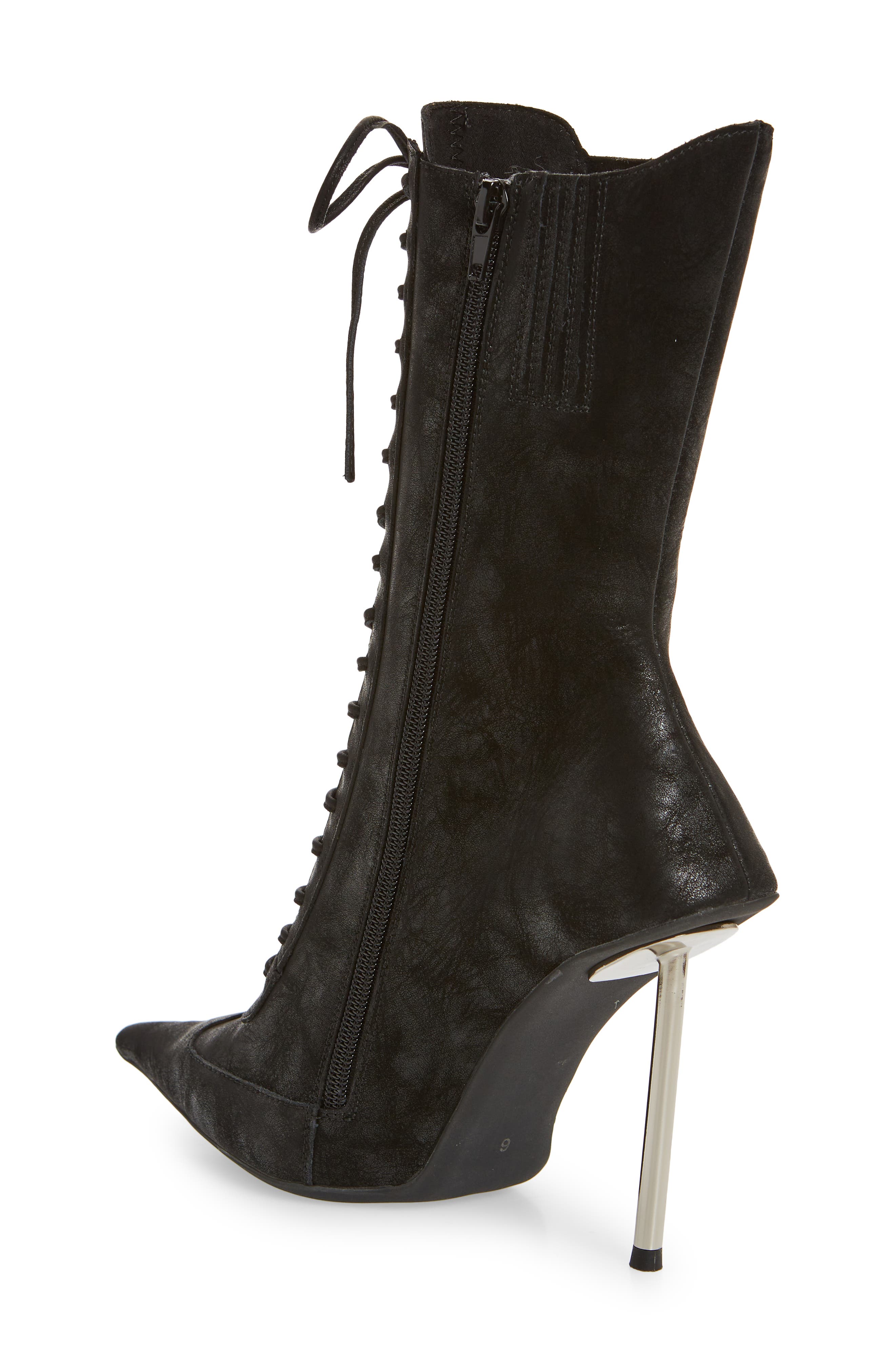 Bringiton Lace-Up Stiletto Bootie, Alternate, color, BLACK
