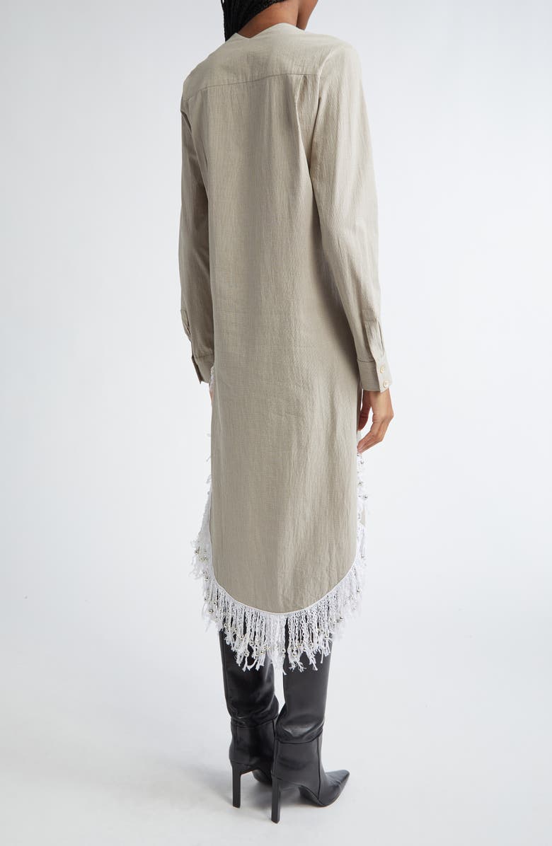 Diotima Una Beaded Fringe Long Sleeve Organic Cotton Midi Dress, Alternate, color, 