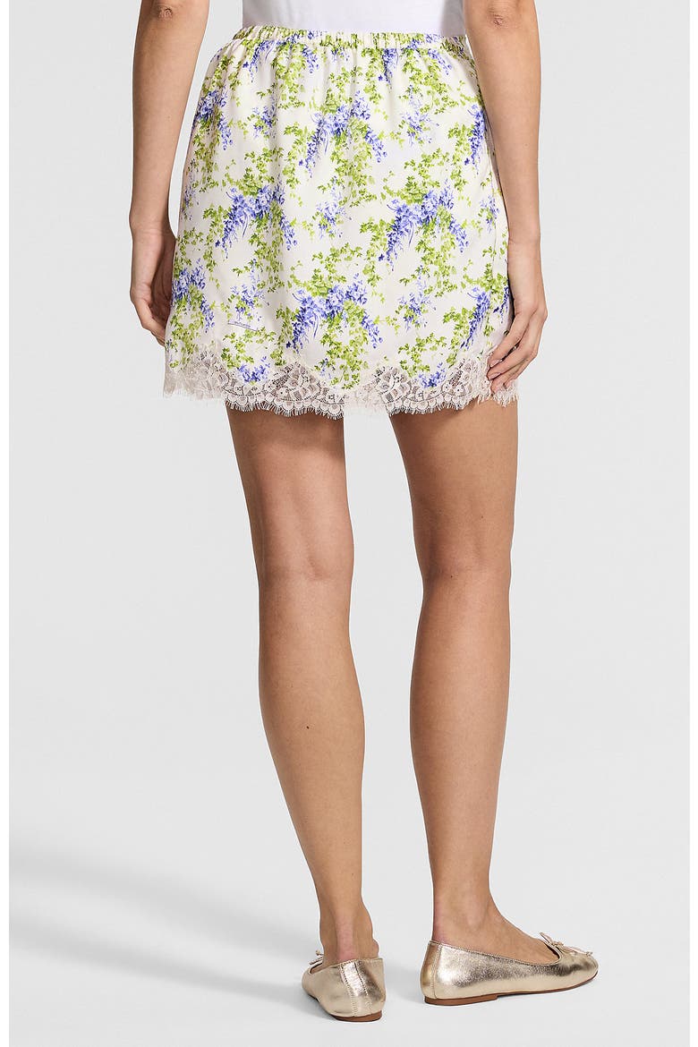 Creaseless Silky Lace Trim Skort, Alternate, color, Ivory/Periwinkle Blooms