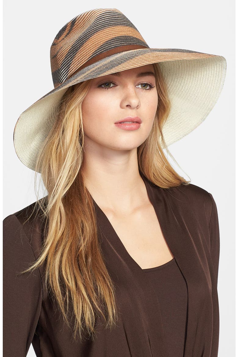 Zebra Stripe Fedora, Main, color, COGNAC/ BROWN