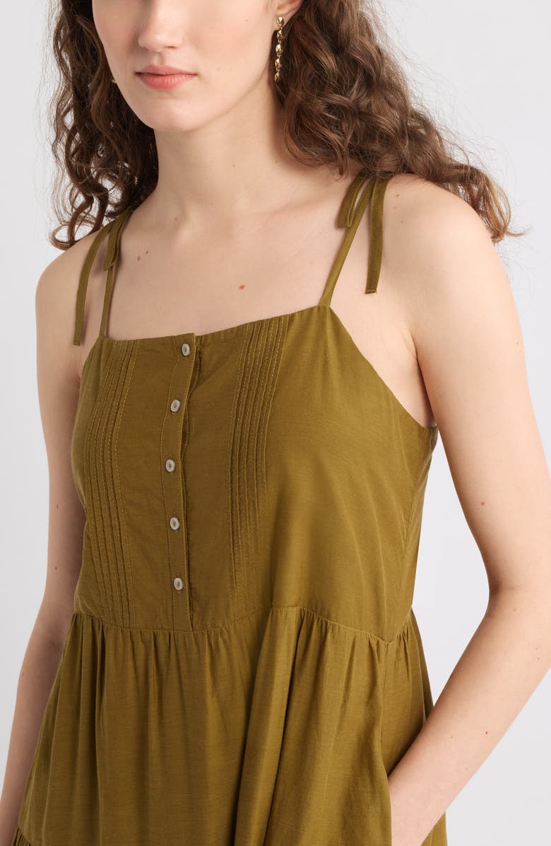 Treasure & Bond Tie Shoulder Tiered Maxi Dress, Alternate, color, Olive Green