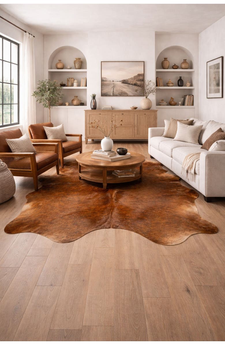 Rhacam Eco Hides RH Rugs Brindle Cowhide Rug 8'1" × 6'6", Alternate, color, Brindle