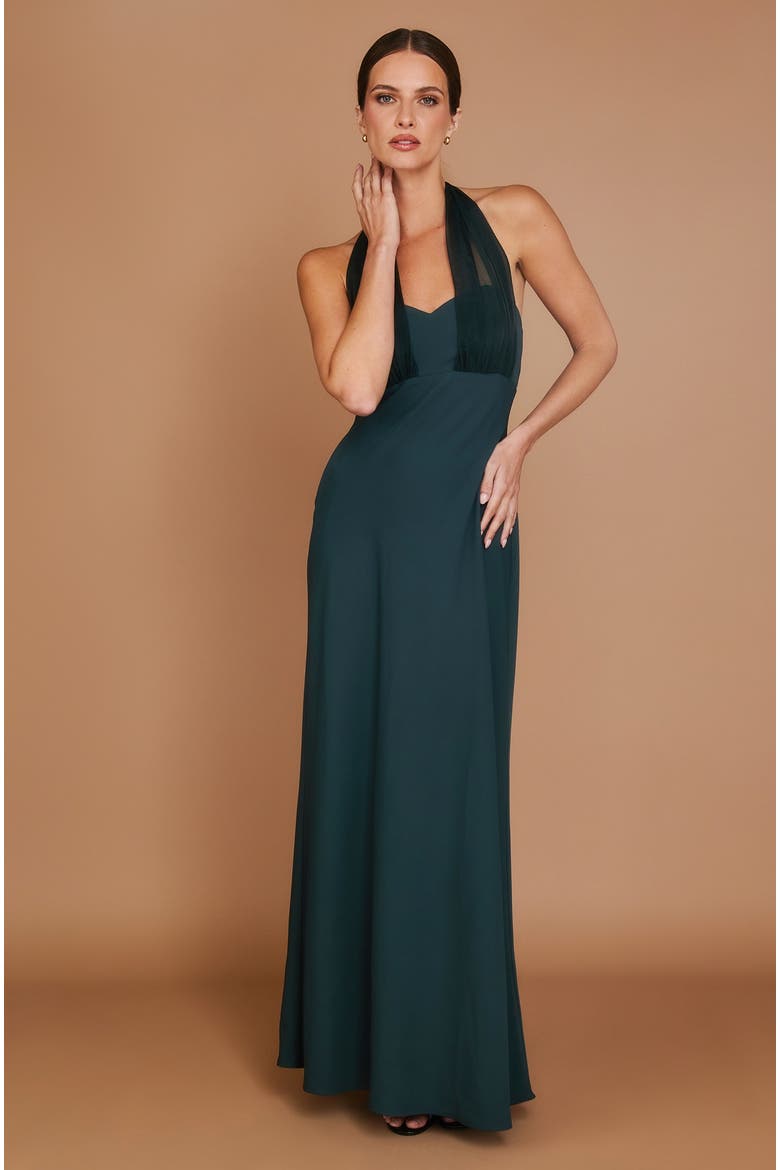 Organza Halter Neck Maxi Dress, Alternate, color, Turquoise