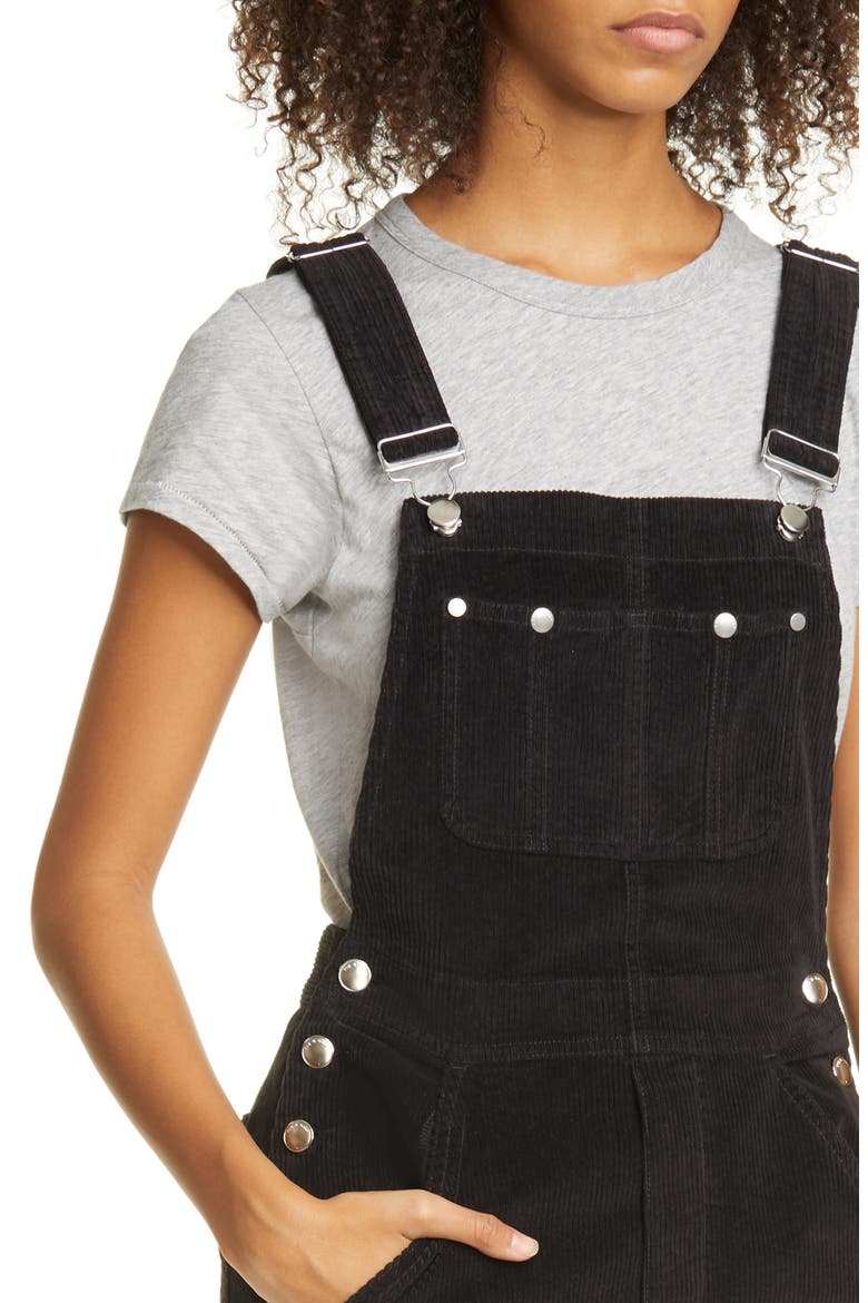 Ruth Straight Leg Corduroy Overalls, Alternate, color, BLACK