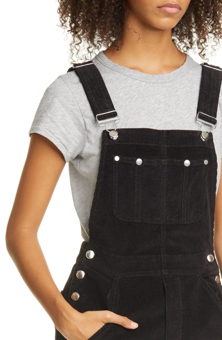 rag & bone Ruth Straight Leg Corduroy Overalls, Alternate, color, Black