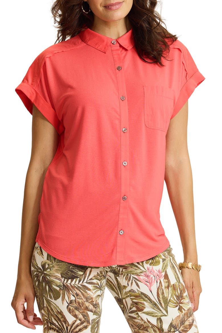 Kauai Hybrid Camp Shirt, Alternate, color, HAVANA