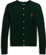 Polo Ralph Lauren Kids' Polo Bear Mini Cable Knit Cotton Cardigan