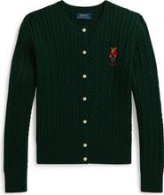 Polo Ralph Lauren Kids' Polo Bear Mini Cable Knit Cotton Cardigan
