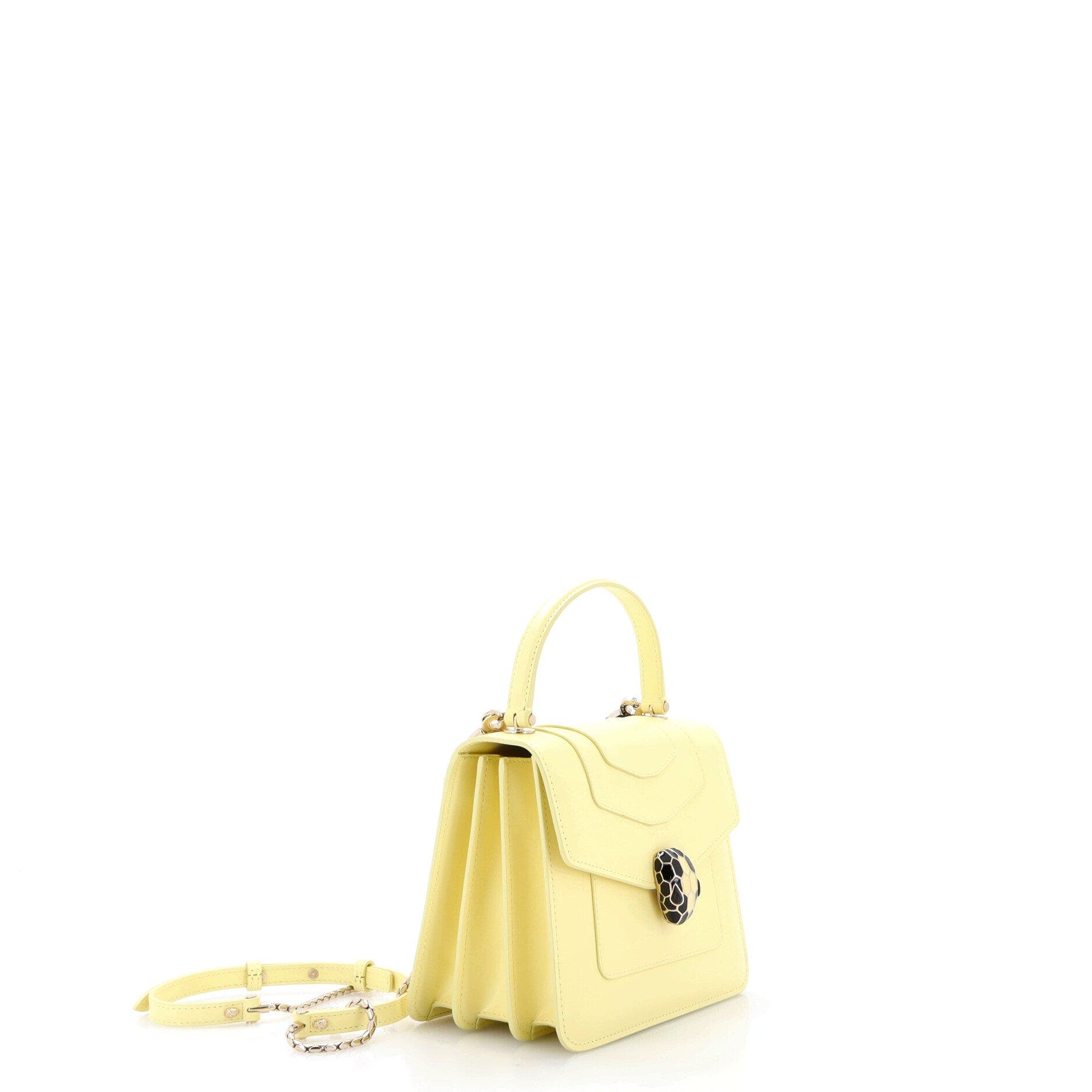 Serpenti Forever Top Handle Bag Leather Small, Alternate, color, Yellow