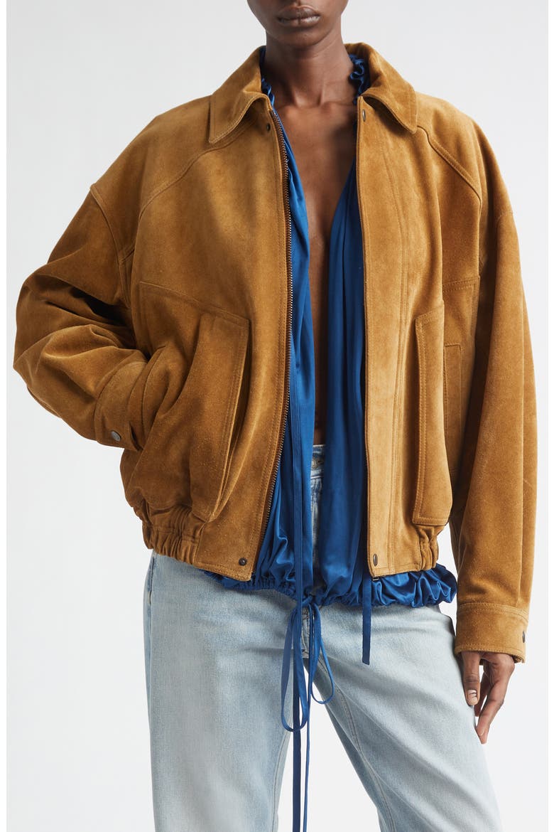 Suede Bomber Jacket, Main, color, BRUN CERF
