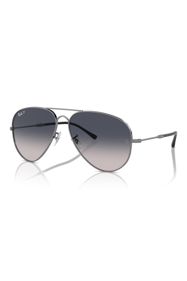 Old Aviator 62mm Gradient Polarized Oversize Sunglasses, Alternate, color, GUNMETAL