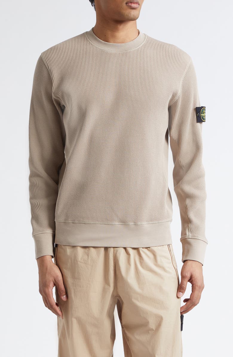 Stone Island Cotton Waffle Knit Sweatshirt, Main, color, Desert
