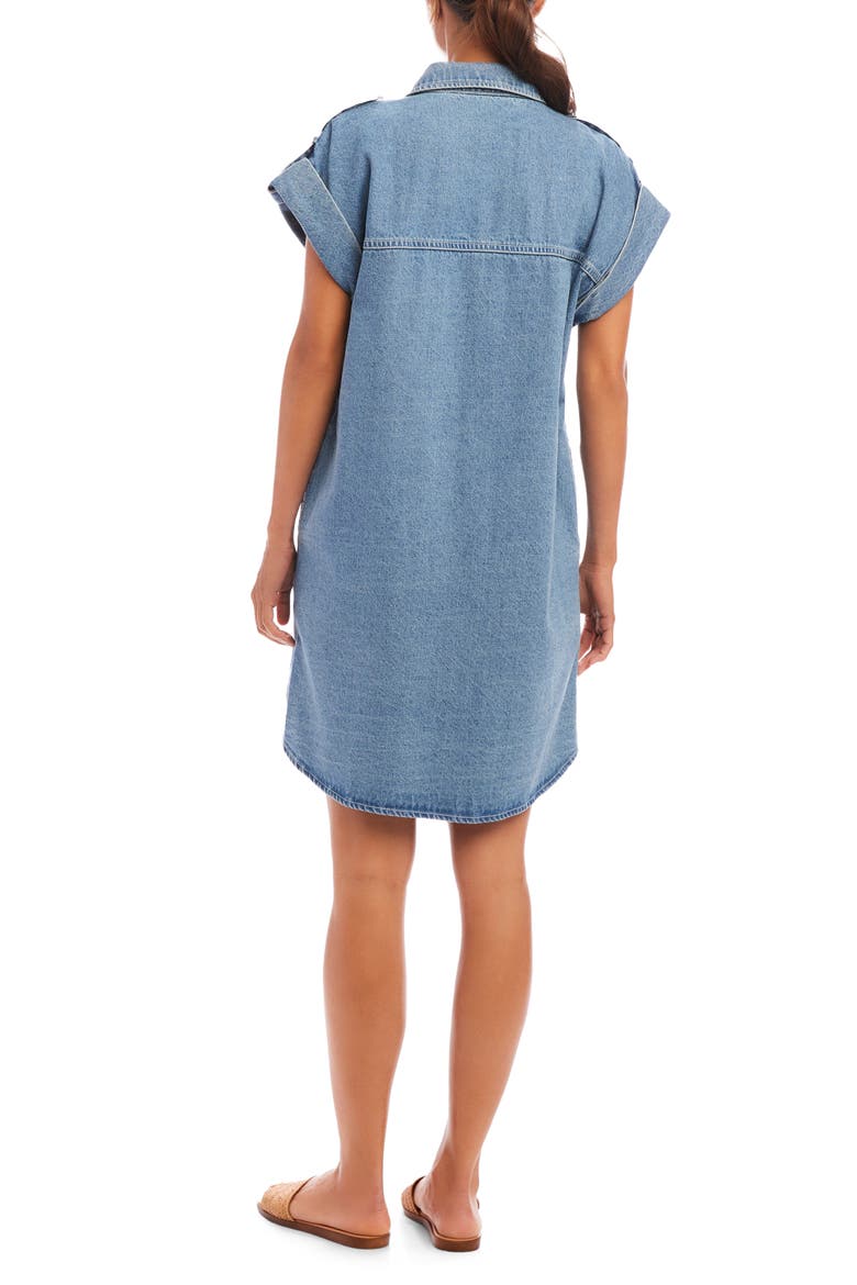 Cap Sleeve Denim Shirtdress, Alternate, color, DENIM