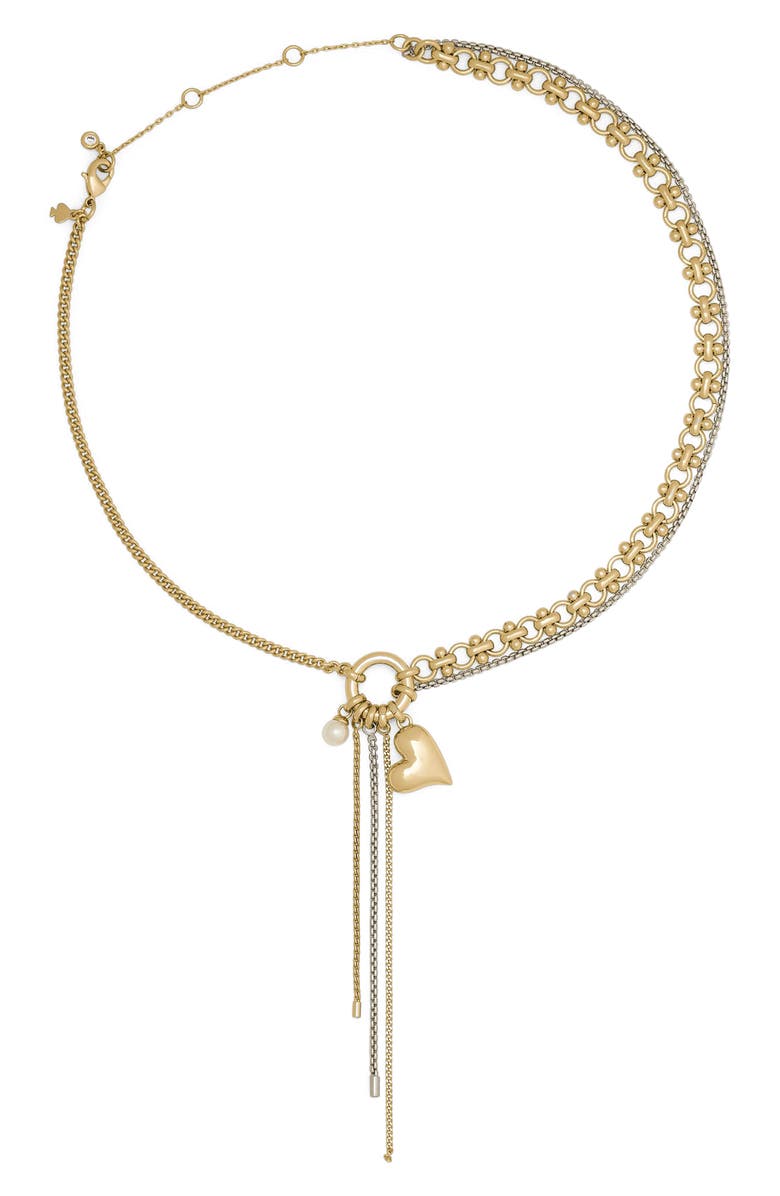 Kate Spade New York chain reaction asymmetric necklace, Main, color, 