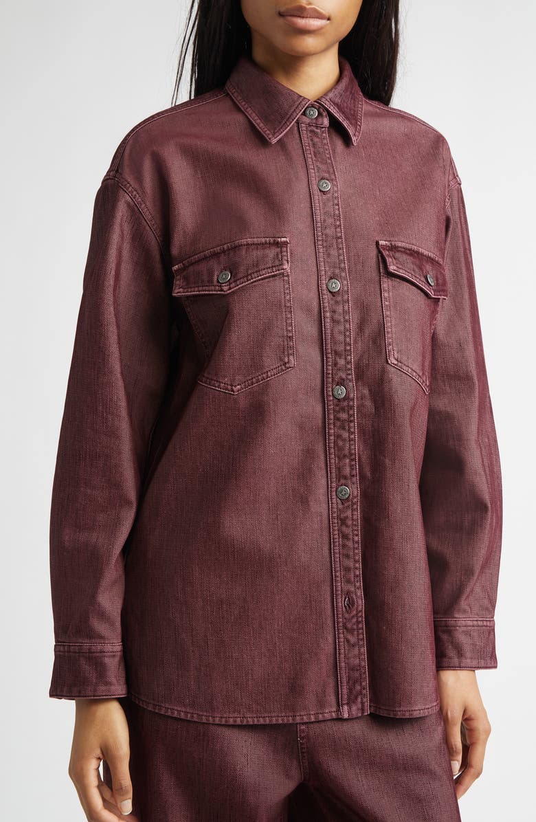 Golden Goose Journey Patty Cotton Twill Button-Up Shirt, Alternate, color, Port Royale