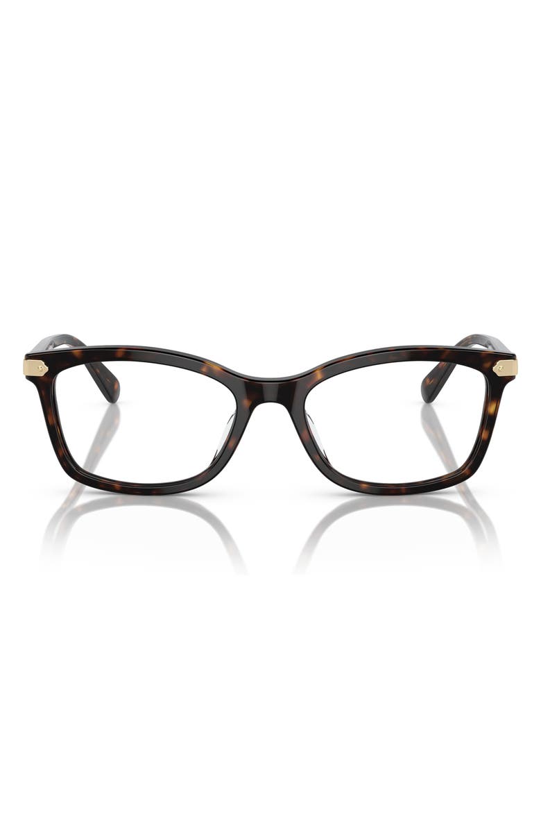 COACH 53mm Rectangular Optical Glasses, Main, color, Dark Tortoise / Demo