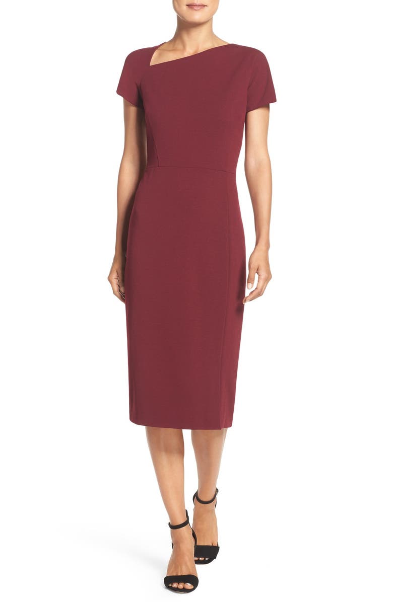 Maggy London Asymmetrical Sheath Dress, Main, color,