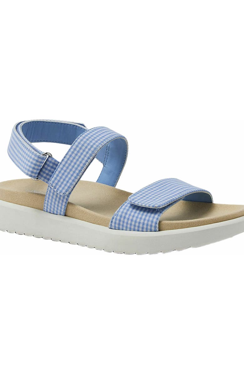 Lands
End Comfort Adjustable Gingham Sandals, Alternate, color, Light Blue Gingham