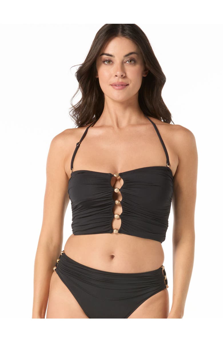 Carmen Marc Valvo Beaded Bandeau Draped Top, Alternate, color, Black