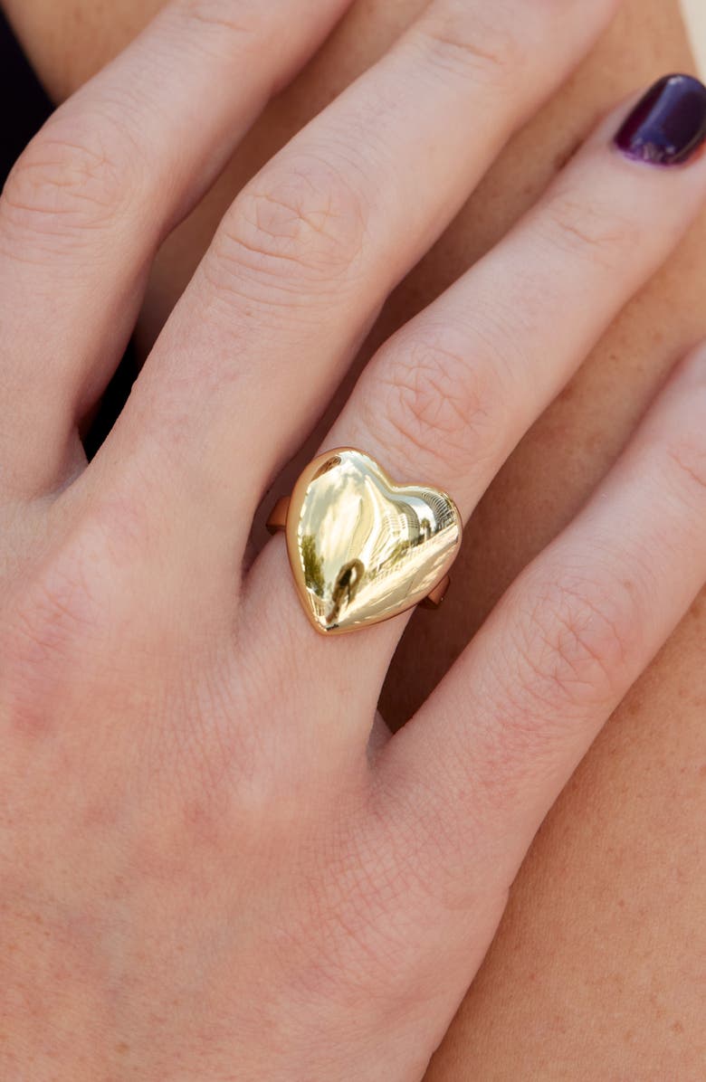 SAVVY CIE JEWELS Adjustable Puffy Heart Ring, Alternate, color, Yellow