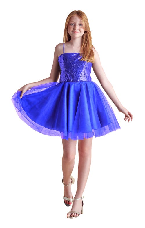 Un Deux Trois Sequin And Tulle Party Dress In Blue