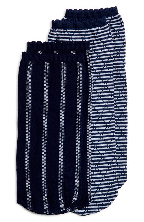 Shop Oroblu Assorted 2-pack Fine Motifs Ankle Socks In Marine