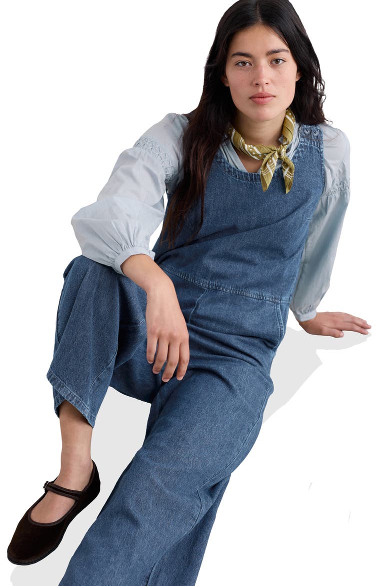 Salt Air Wide Leg Denim Jumpsuit, Alternate, color, MID WASH