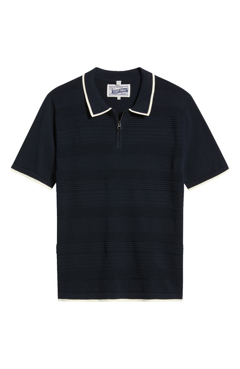 Schott NYC Tipped Quarter Zip Polo, Alternate, color, Dark Navy