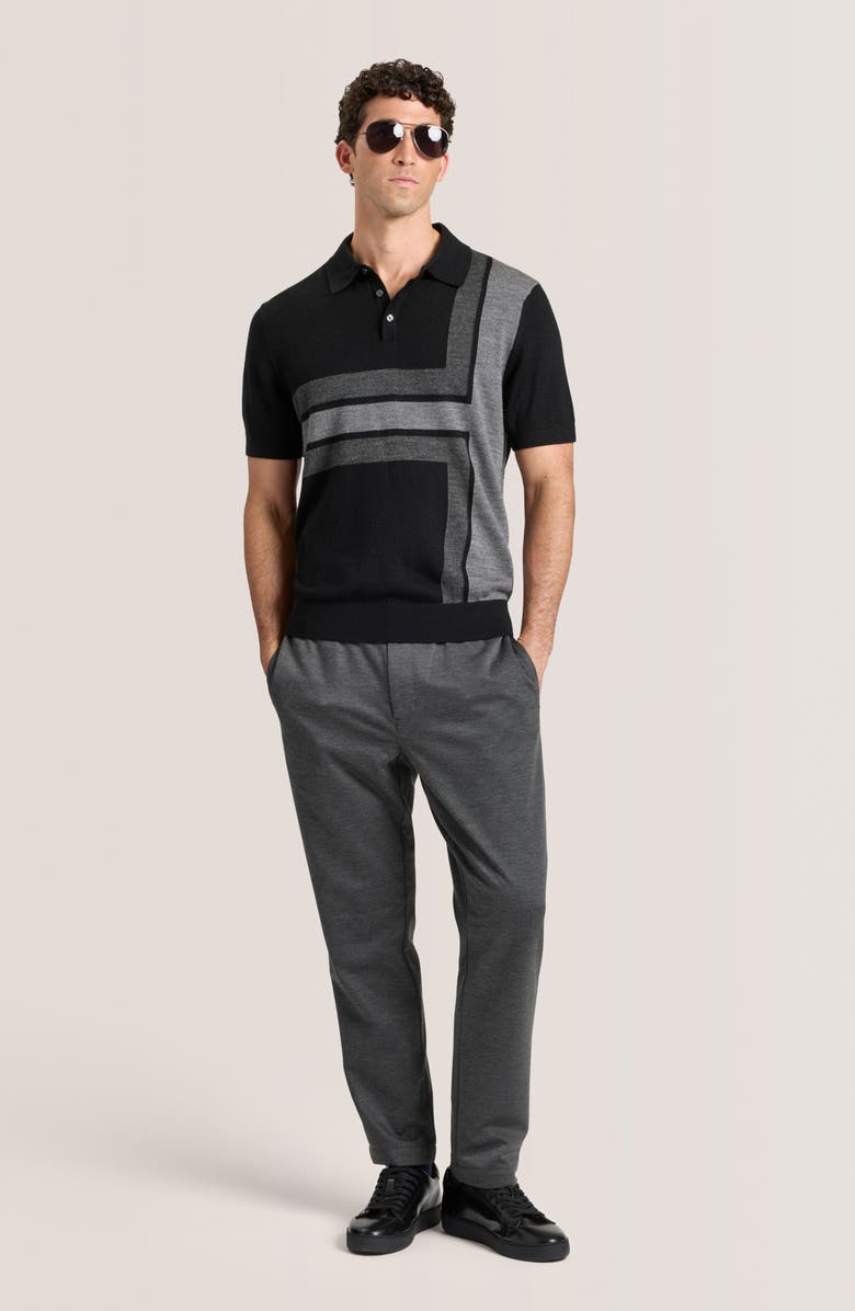 Ted Baker Intarsia Merino Wool Blend Sweater Polo, Alternate, color, Black Beauty