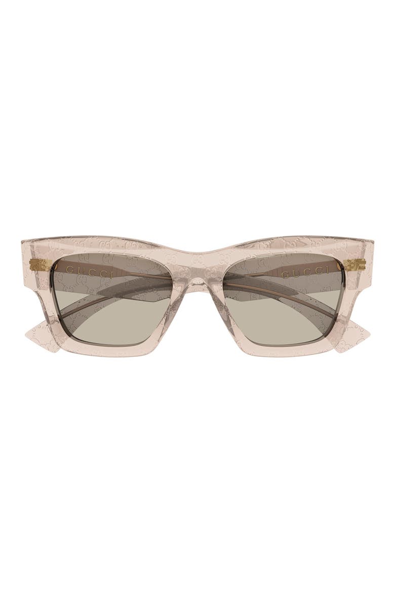 52mm Rectangular Sunglasses, Main, color, BROWN