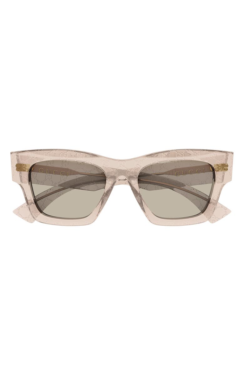Gucci 52mm Rectangular Sunglasses, Main, color, Brown