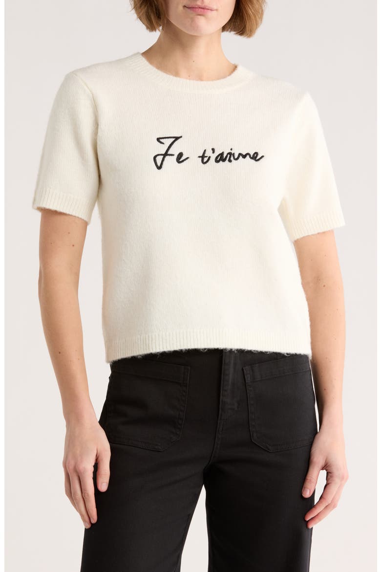 Je t'aime Short Sleeve Sweater, Main, color, SCONE WHITE