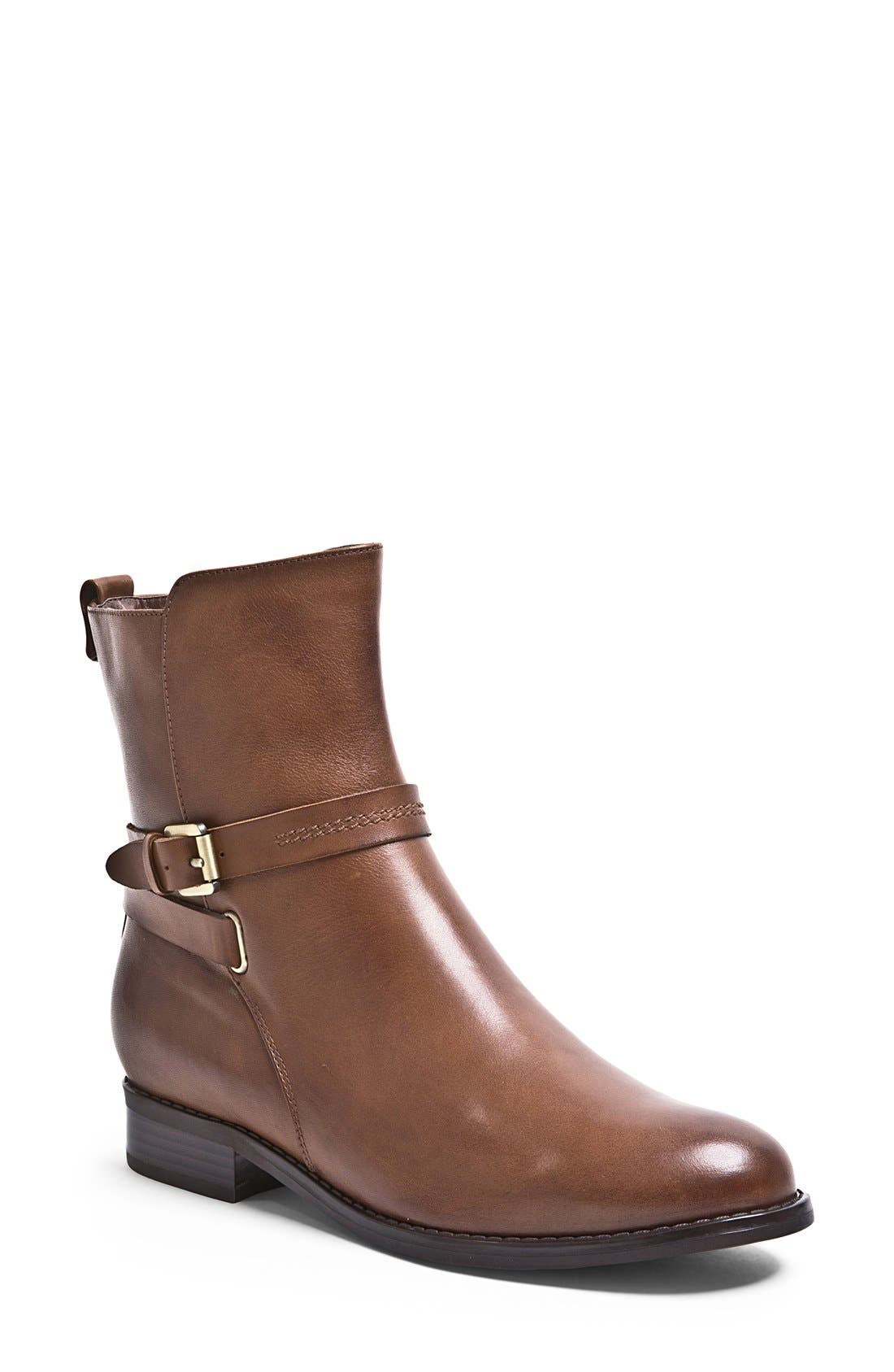 'Zena' Waterproof Riding Bootie, Main, color, HONEY BROWN LEATHER