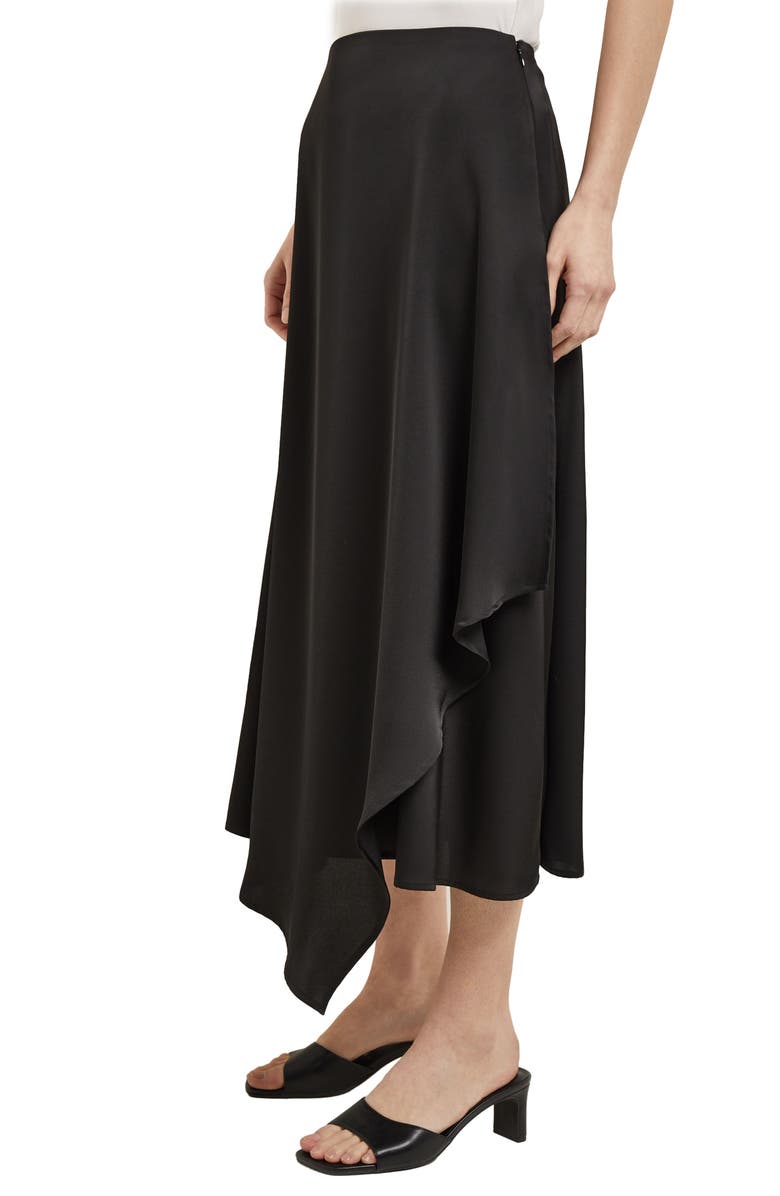 Misook Asymmetric Charmeuse Maxi Skirt, Alternate, color, Black