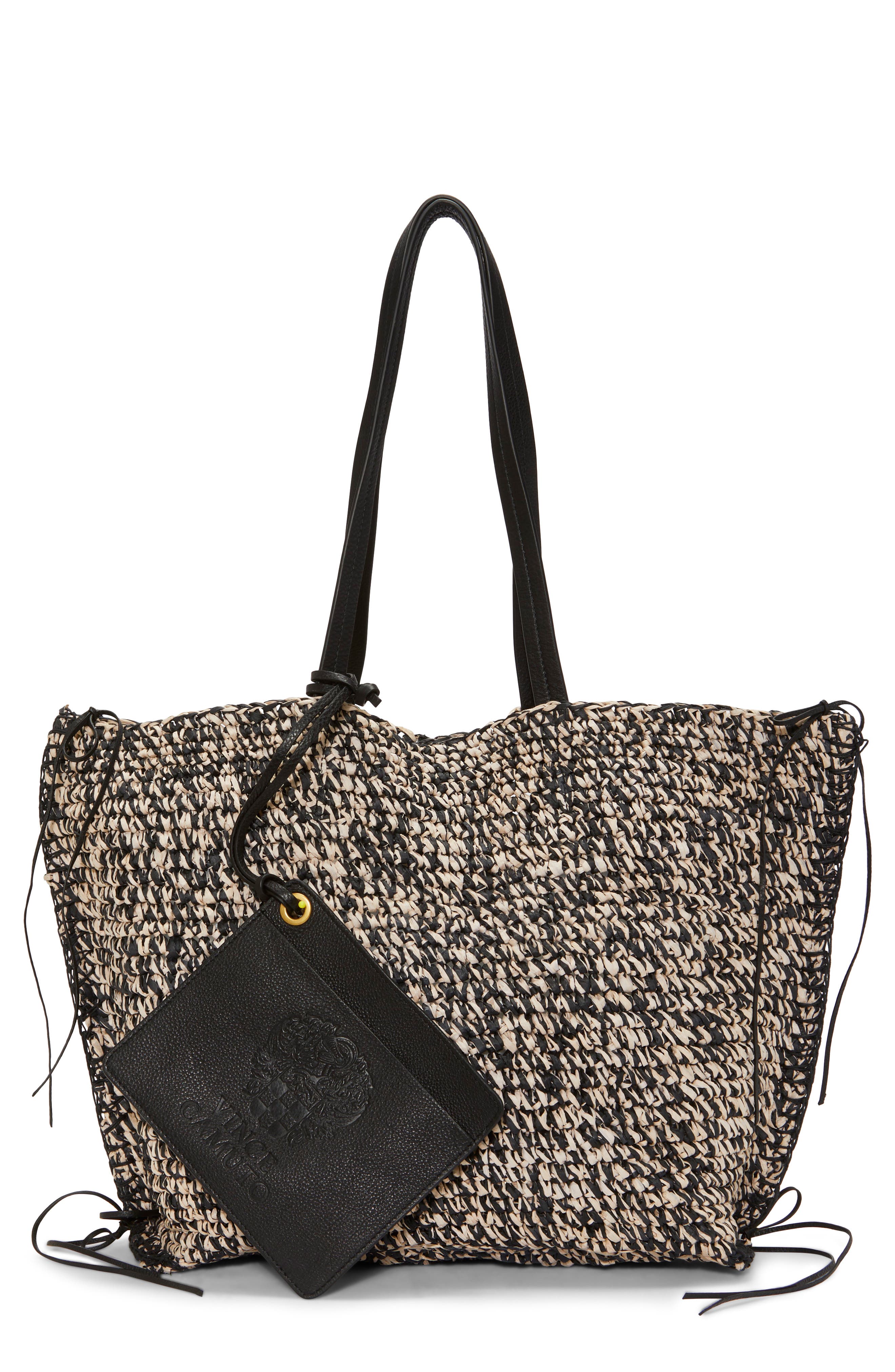 Vince Camuto Jamee Crochet Straw Tote, Main, color, 