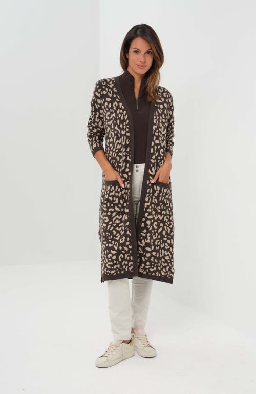 Anatomie Zendaya Long Duster Cardigan In Urban Jungle/latte & Espresso