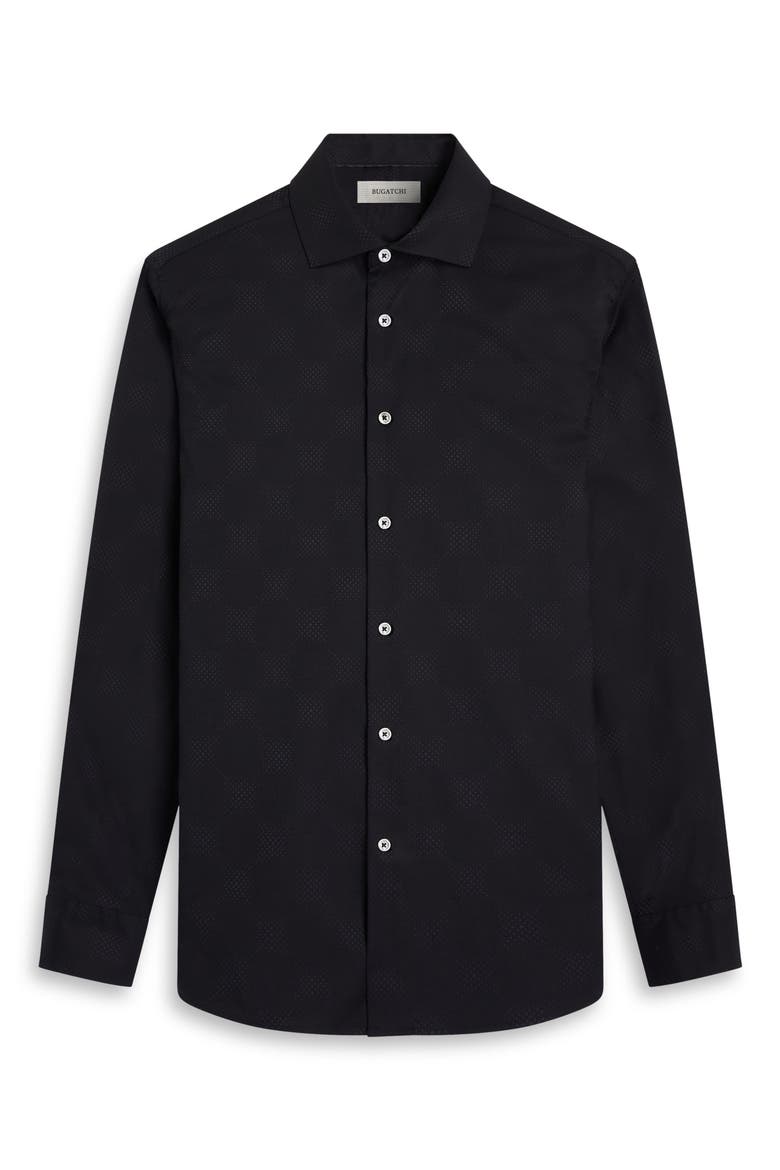 Axel Shaped Fit Stretch Cotton Button-Up Shirt, Alternate, color, BLACK
