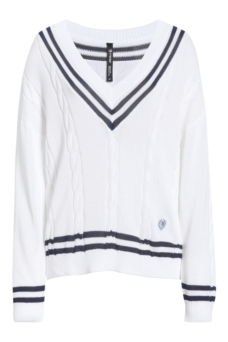 Club Stripe Sweater, Alternate, color, BRILLIANT WHITE/ NAVY BLAZER