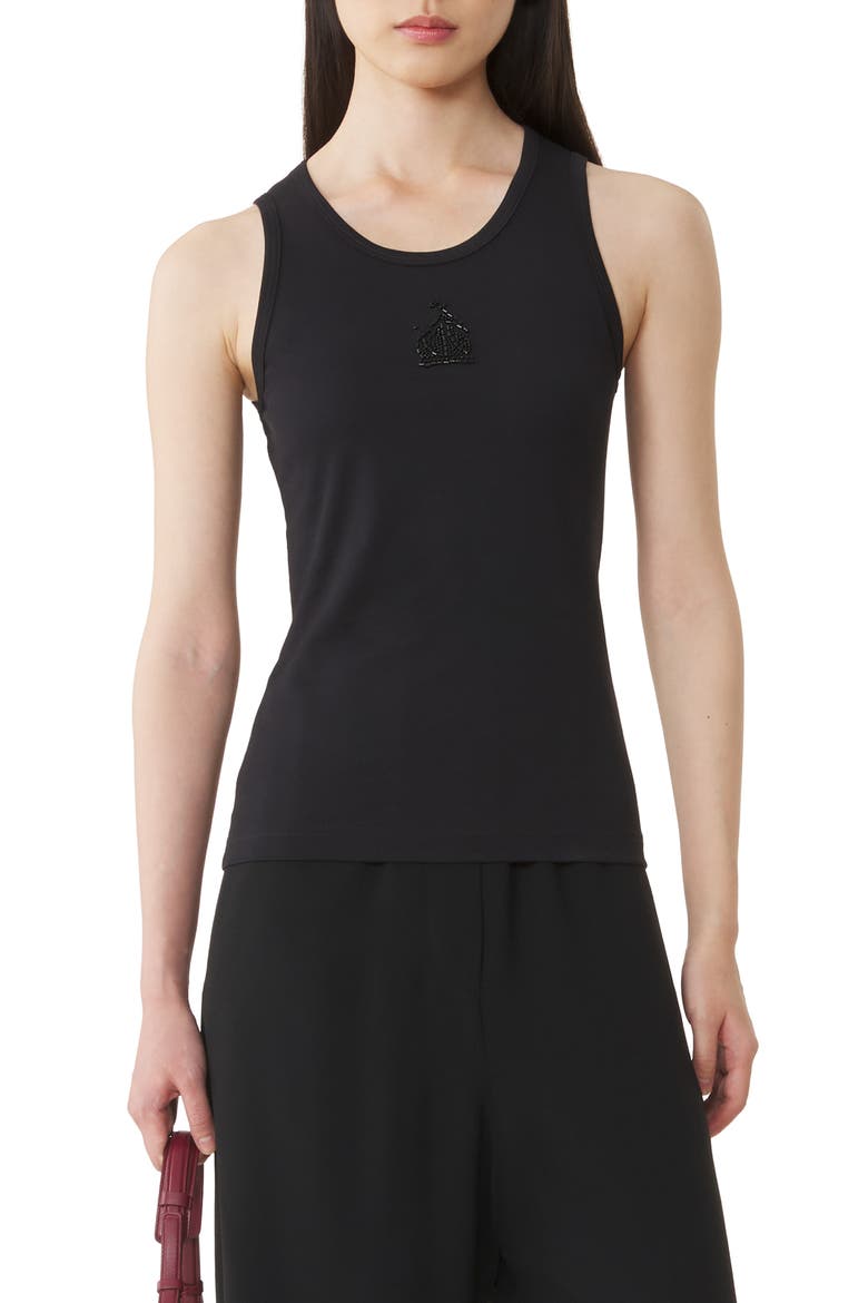 Mother And Daughter Embroidered Jersey Tank Top, Alternate, color, Black