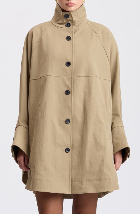 Batwing Sleeve Trench Coat