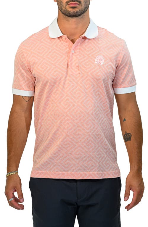 Maceoo Mozartdiagonaltip Peach Cotton Polo In Pink