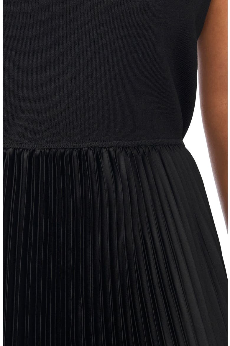 Mock Neck Pleated Maxi Dress, Alternate, color, RICH BLACK