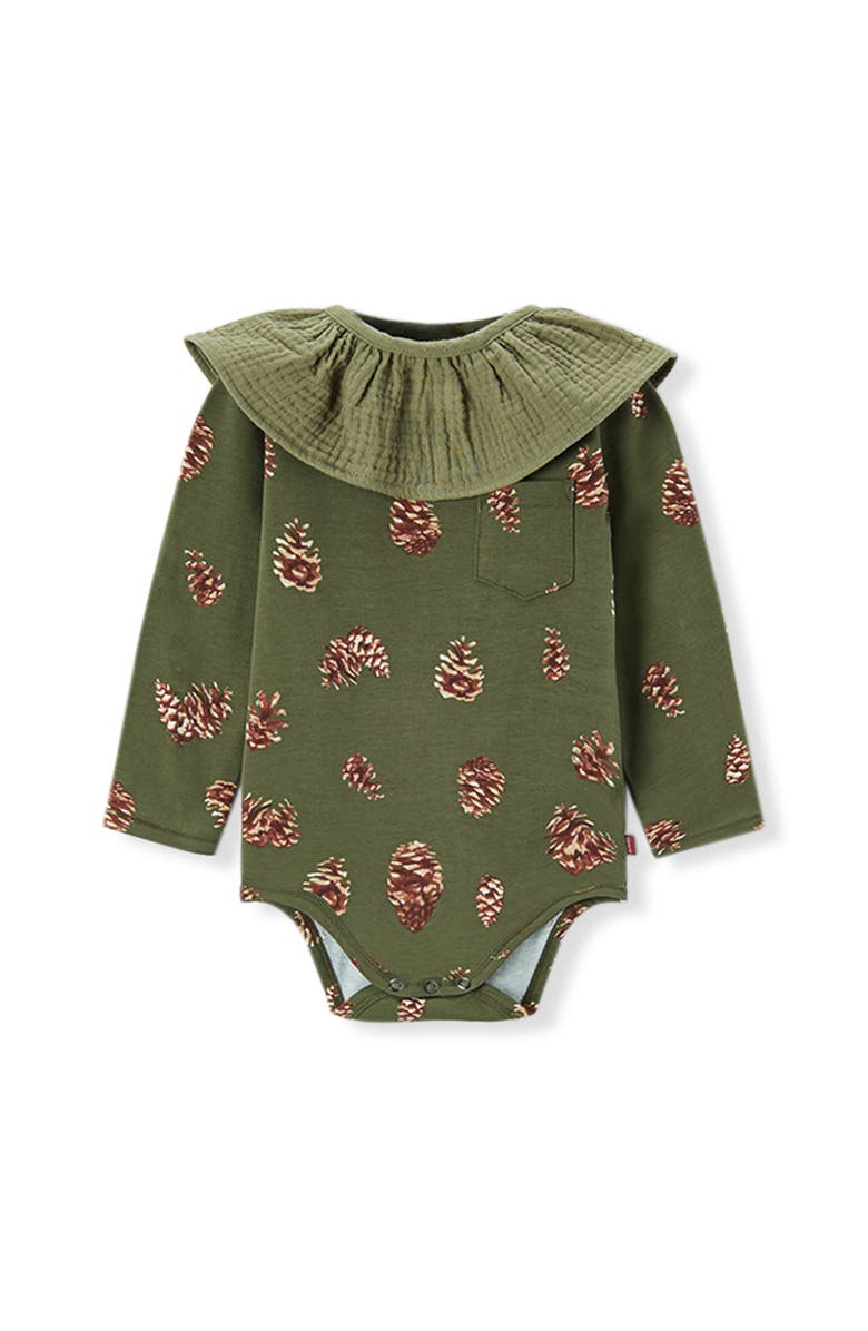 Milkbarn Cotton Stretch Removable Collar Long Sleeve One Piece, Main, color, Pinecone