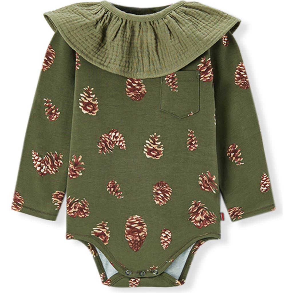 Milkbarn Cotton Stretch Removable Collar Long Sleeve One Piece In Brown